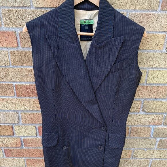 Vintage 1986 Jean Paul Gaultier Pinstriped Double-Breasted Waistcoat Size 40 - Picture 13 of 15